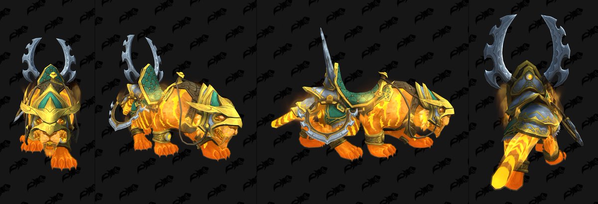 Wowhead's tweet photo. With our first look at the #Dragonflight Patch 10.0.5 PTR, we've found a fantastic new trading post mount! Ash'adar, Habringer of the Dawn is a spectral tiger with two separate sun and moon color schemes.

https://t.co/Vhz8DnoS5k https://t.co/JE6mWDLFfn