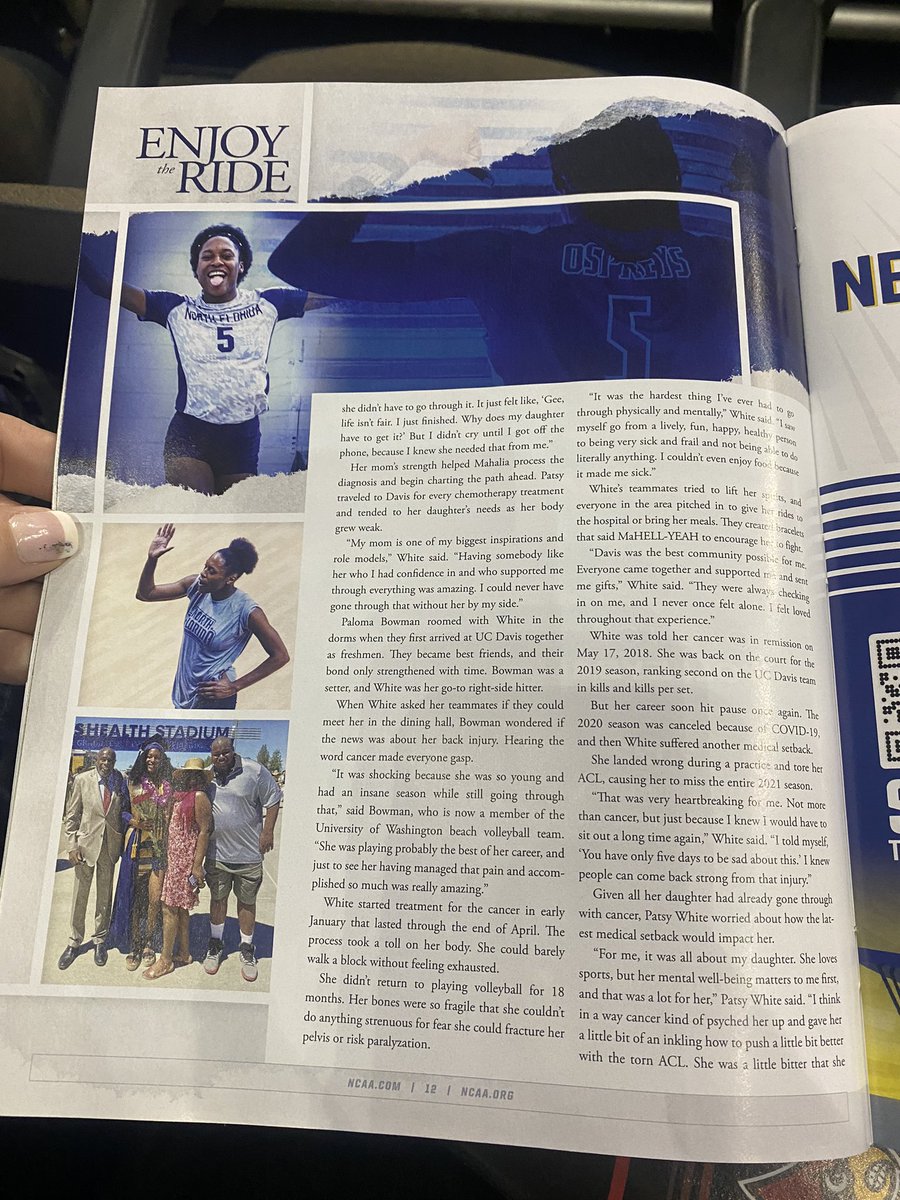 CoachKWright12's tweet photo. Love when you open up the @NCAAVolleyball guide at the Final Four and @mahaliawhite_ is front and center on a 3 page spread representing @OspreyVB. https://t.co/usqHFsJpB2