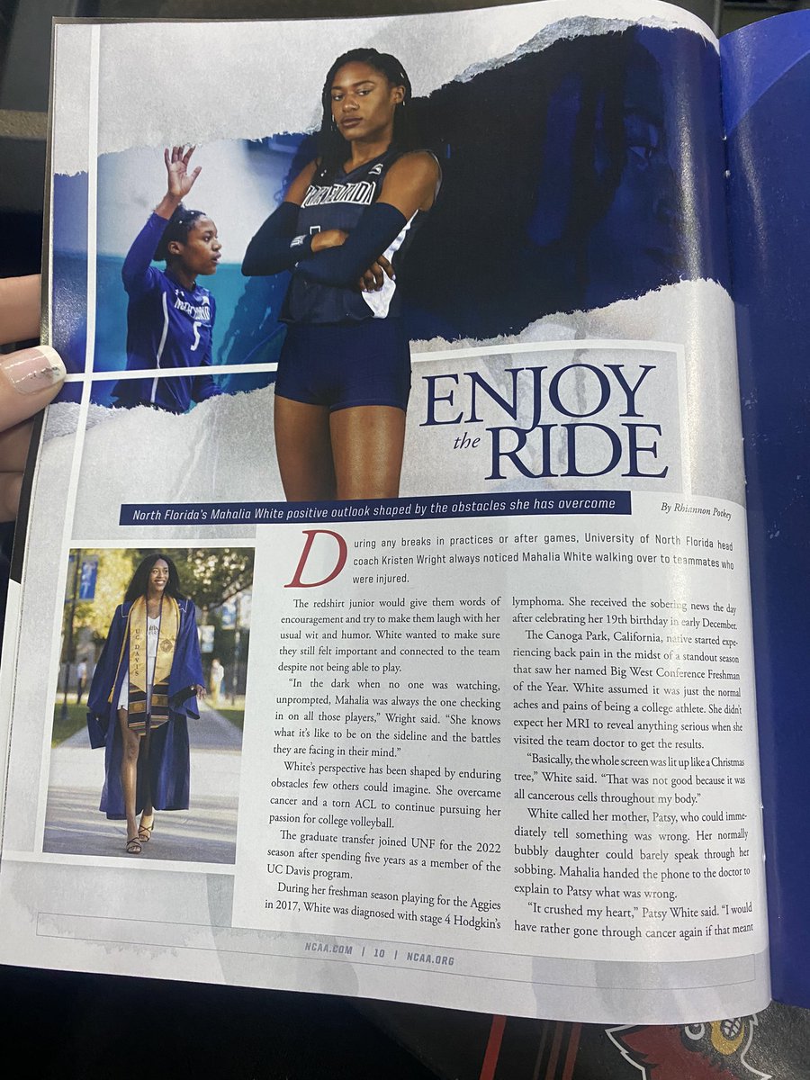 CoachKWright12's tweet photo. Love when you open up the @NCAAVolleyball guide at the Final Four and @mahaliawhite_ is front and center on a 3 page spread representing @OspreyVB. https://t.co/usqHFsJpB2