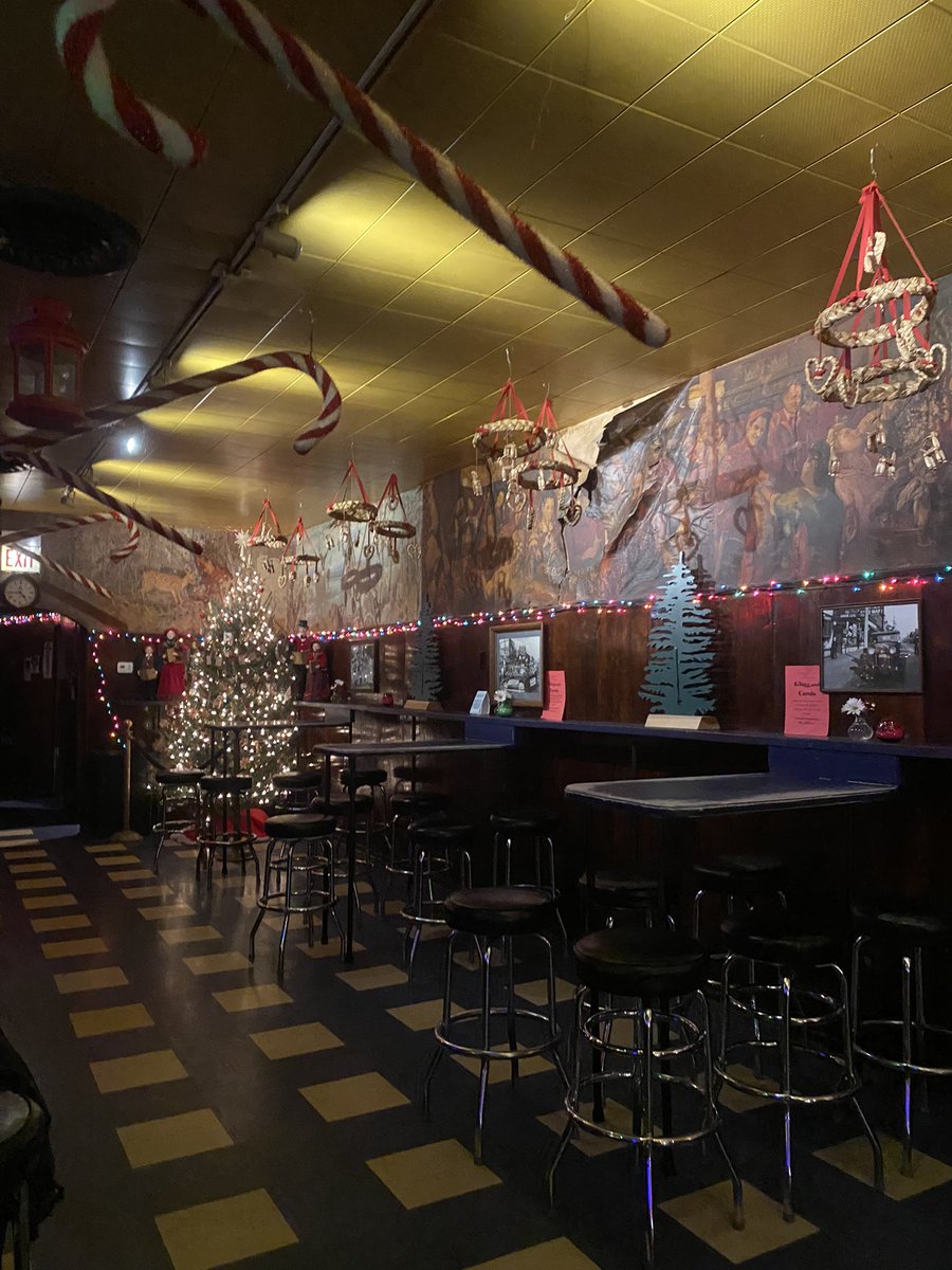 This time of year always calls for a stop at Simon’s Tavern (5210 N Clark) for their famous Glögg. Great neons outside, and lots of old school charm inside with the old bar and register.  The old mural on the back wall has seen better days, but fun to look at still.