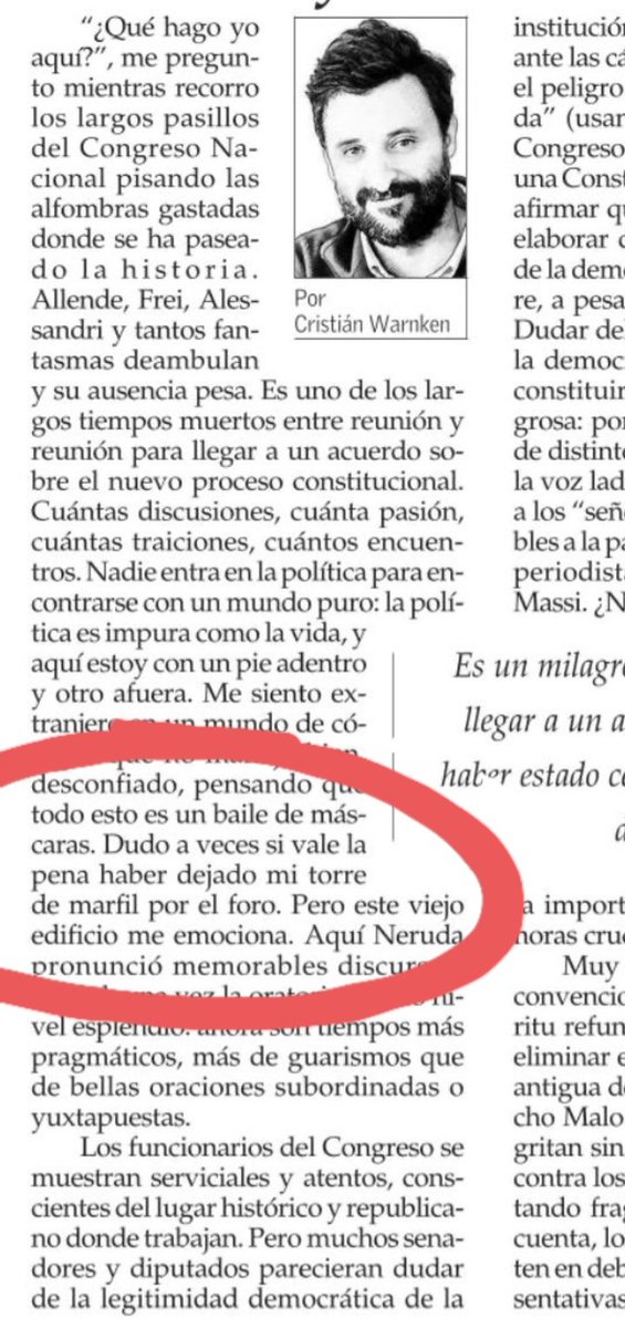 Extracto de la columna del Mercurio de Cristian Warnken, su ego sólo es superado por su arrogancia, insufrible. Este tipo está enfermo.