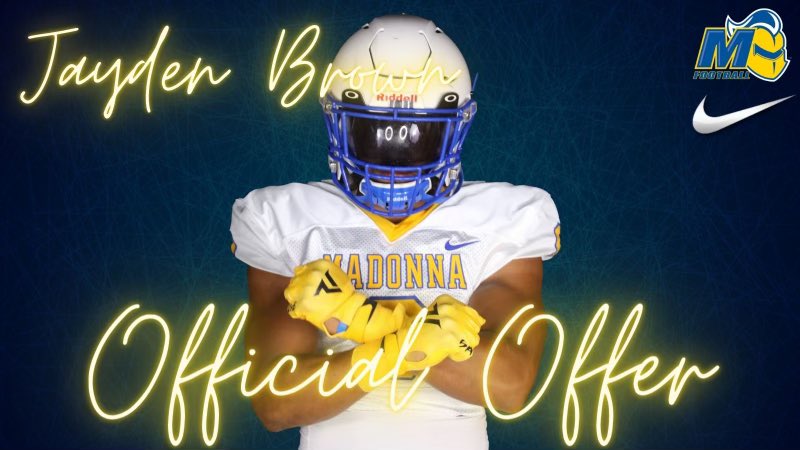 After a great talk with <a href="/JavidJames8/">Beon_WR</a> I an blessed to receive an offer from <a href="/MadonnaU/">Madonna University</a> <a href="/AdcockJere/">Jere Adcock</a> <a href="/AL6AFootball/">Alabama5AFootball</a> <a href="/dhsfoot_ball/">Decatur High Football- Decatur, AL</a>