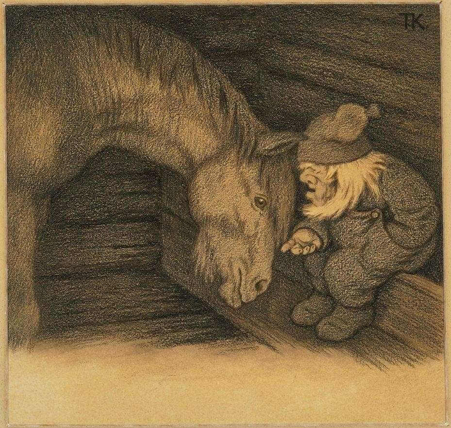 Τhe Horse and the Goblin by Theodor Kittelsen, 1905

#theodorkittelsen #norwegianartist #goblins #illustration