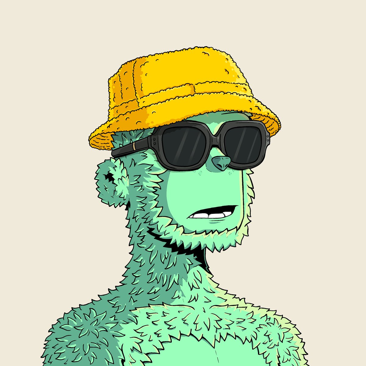DegenFounder's tweet photo. 5th @y00tsNFT staked and earning points

This naked paradise green blasé y00t wears a fuzzy banana bucket hat to the beach

@BlaseY00ts
@n00ds_da0 
@y00tsinparadise 
@bananay00ts https://t.co/605X5jxvik