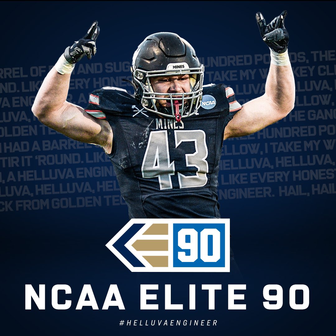 Your 2022 <a href="/NCAADII/">NCAA Division II</a> Elite 90 winner, with a 3.97 GPA and degrees in chemical engineering and engineering &amp; technology management, is Ben Fuchs! #HelluvaEngineer⚒