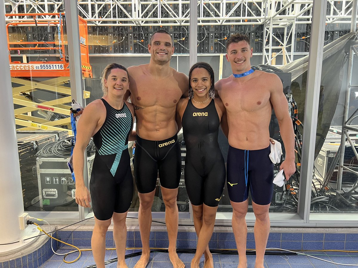 FFNatation's tweet photo. #EnDirect #Natation #Melbourne2022
Le relais 4x50m nage libre mixte français composé de Florent MANAUDOU, Maxime GROUSSET, Mélanie HENIQUE et Mary-Ambre MOLUH fait le meilleur temps des séries en 1:29.69.
#TeamFrance #TeamFFN https://t.co/66rsISGQzA