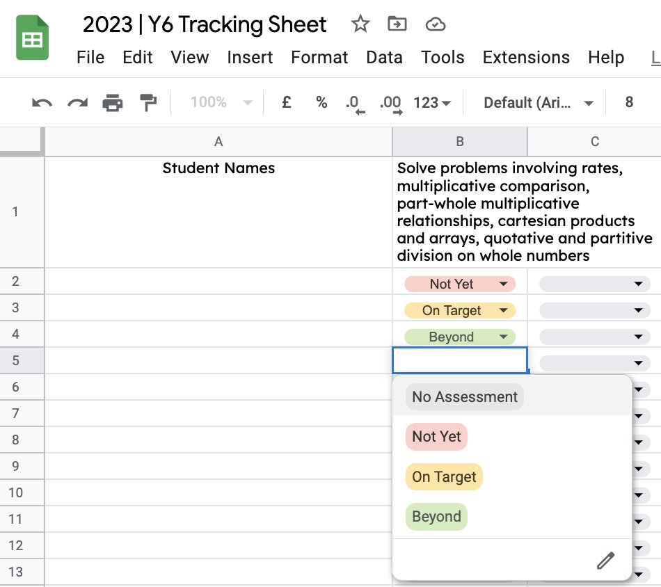 Loving the new dropdown option in #GoogleSheets 💯
So easy to see who you have touched base and who you haven't ✓
Format the dropdowns to say whatever you want 💡
Setting up 2023 #maths tracking sheets 👍🏻
<a href="/GoogleForEdu/">Google for Education</a> #edtech <a href="/GlobalGEG/">Global GEG</a>