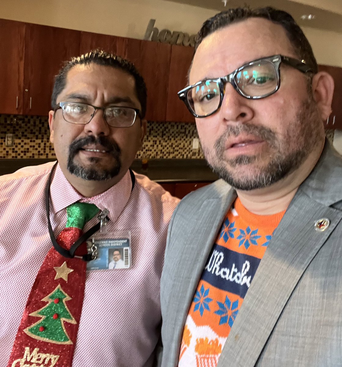 SISD_Herrera's tweet photo. Excited for Mr. Caldera @ESerna_PK8 completing his 1st year as a principal and for my AWESOME @Whataburger โugly sweaterโ that was the HIT of the party!๐ #LetsGetReady #SmallBun https://t.co/GGXO0HhUhS