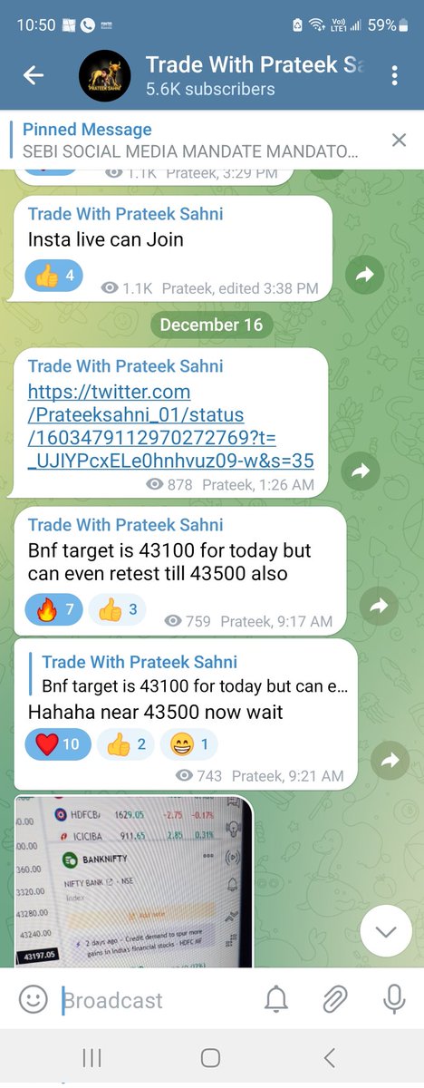 Prateeksahni_01's tweet photo. Today also Both Targets done Posted on My Free telegram! 
https://t.co/aJ2l5W3iWM
#trader #banknifty https://t.co/4ndAPBGS99