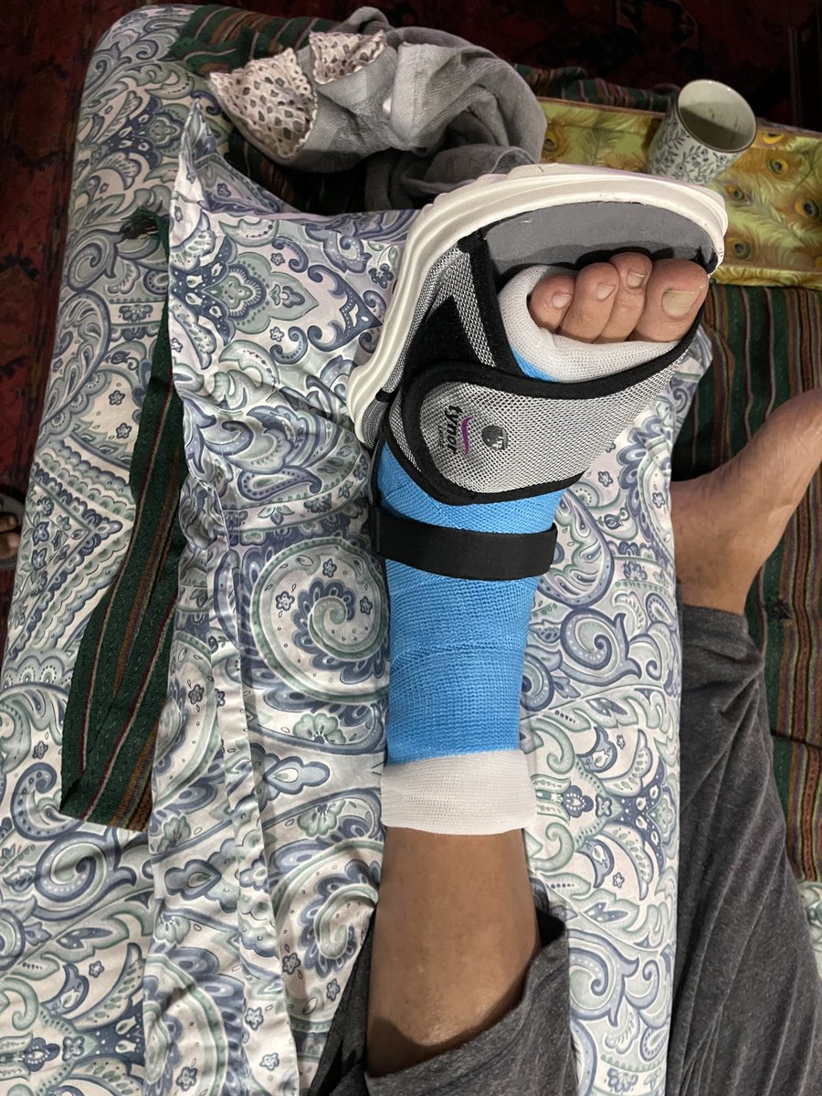A bit of an inconvenience: I badly sprained my left foot in missing a step in Parliament yesterday. After ignoring it for a few hours the pain had become so acute that I had to go to hospital. Am now immobilised w/a cast, missing Parliament today&cancelled wknd constituency plans