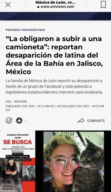RegresenAMonica's tweet photo. @m_ebrard Ayúdanos a que Mojica regrese!!! Una ciudadana americana vino unos meses a méxico y en el proceso la secuestran y ustedes no han hecho nada para ayudarnos!! #regresenamonica https://t.co/Gr5CM4JEKH