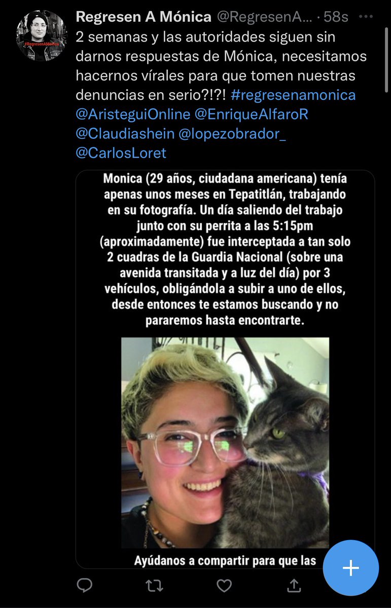 RegresenAMonica's tweet photo. @lopezobrador_ Para que queremos guardia nacional si a 2 cuadras de su cuartel secuestran mujeres!!! #regresenamonica https://t.co/7tJLbW1dXj