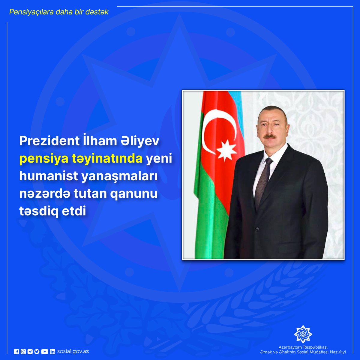 sosial_gov_az's tweet photo. 📢 İndeksləşdirmə əsasında artım gələn ilin əvvəlindən bütün pensiyalara şamil olunacaq. ❗️

Ətraflı:➡️🔗https://t.co/2aLYJDowLF

#ƏƏSMN #pensiya #sosialislahat https://t.co/X0trgvafDV