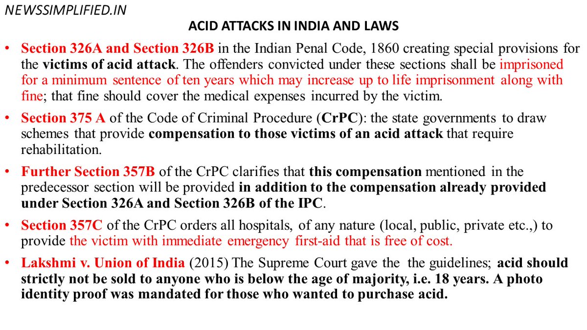 rajeevd16's tweet photo. #AcidAttack #LegalProvisions #Laws #Guidelines #Sec326A #Sec357 #SocialIssue #stopacidattacks #LearningFromHome #WithoutClasses #Basics #CurrentAffairs #CivilServices
Read:https://t.co/0PDjFzXDgv https://t.co/BfnixrBGUT