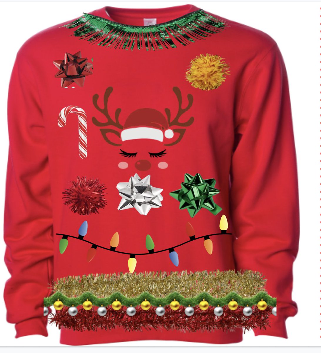 Students @LCVirtualSchool decorate sweaters for 'Ugly Sweater Day!' Thanks @mrspennaela for the idea.
#UglySweaterDay 
#LCVleads
#onlinelearning 
#homeroomfun