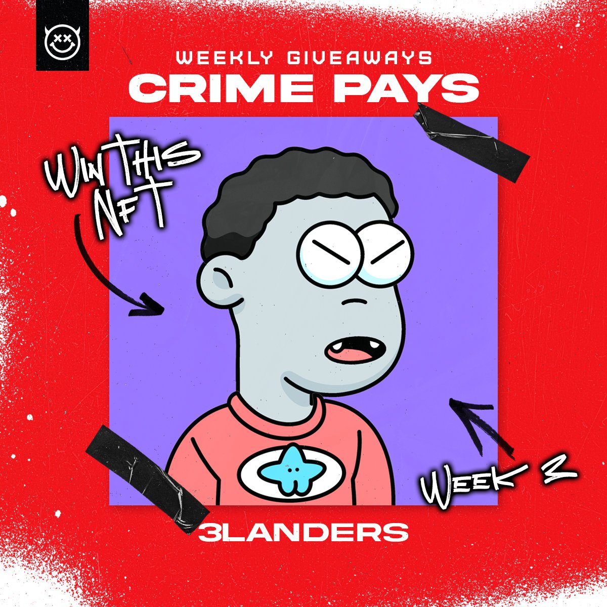 🎄 3LANDERS UP FOR GRABS 🎄

This week's Crime Pays campaign has begun. Starting today through Sunday at NOON PST, buy a Crook and be entered to win this <a href="/3LandersNFT/">3Landers 👀</a>!

Spread the word!