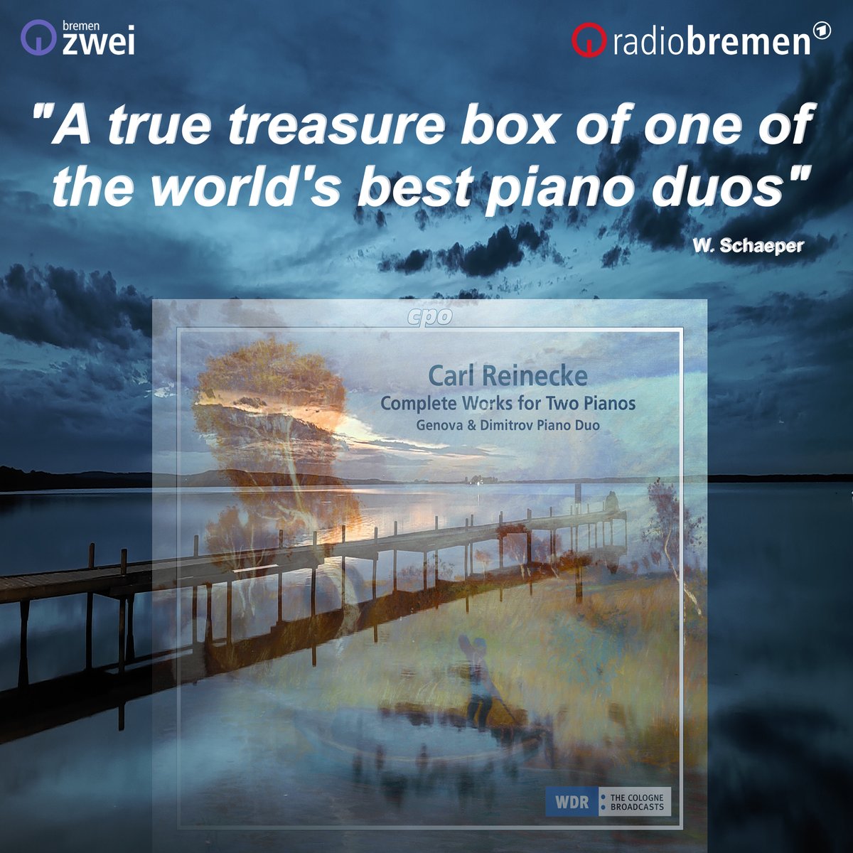 GenovaDimitrov's tweet photo. Great thanks Radio #Bremen2 &amp; Wilfried Schäper !!!
#GenovaDimitrov #PianoDuo #ReineckeComplete #CarlReinecke #klavierduo #duodepiano #piano #klavier #music #musik #ChristmasMusic #ChristmasTime #HappyHolidays2022 #NewAlbum #NewCD #NeuesAlbum #NeueCD https://t.co/BaPK0fvJJ8