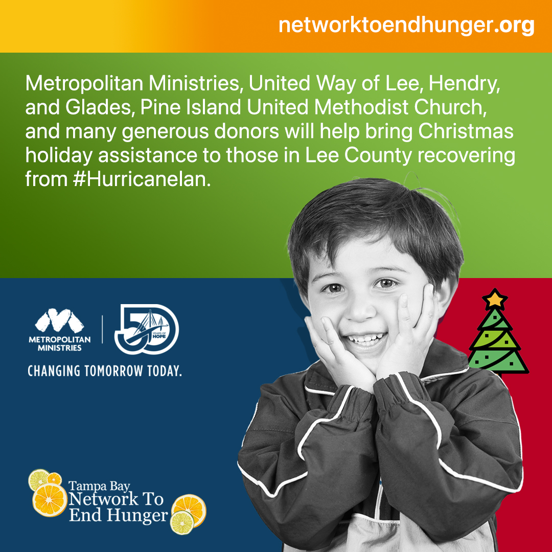 . Registered families will receive a FREE turkey or ham, a box of non-perishable holiday food, and gift cards to purchase toys for children. 🍽🎁 Learn more at metromin.org/LeeHoliday networktoendhunger.org #tbneh #members #endhunger #networktoendhunger #tampabay