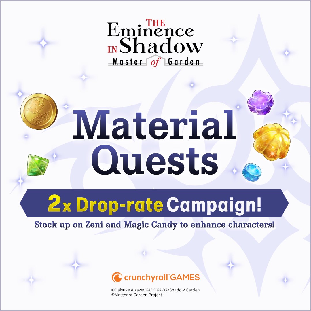 The Eminence in Shadow Master of Garden on Twitter "2x DropRate is here! Make sure you stock