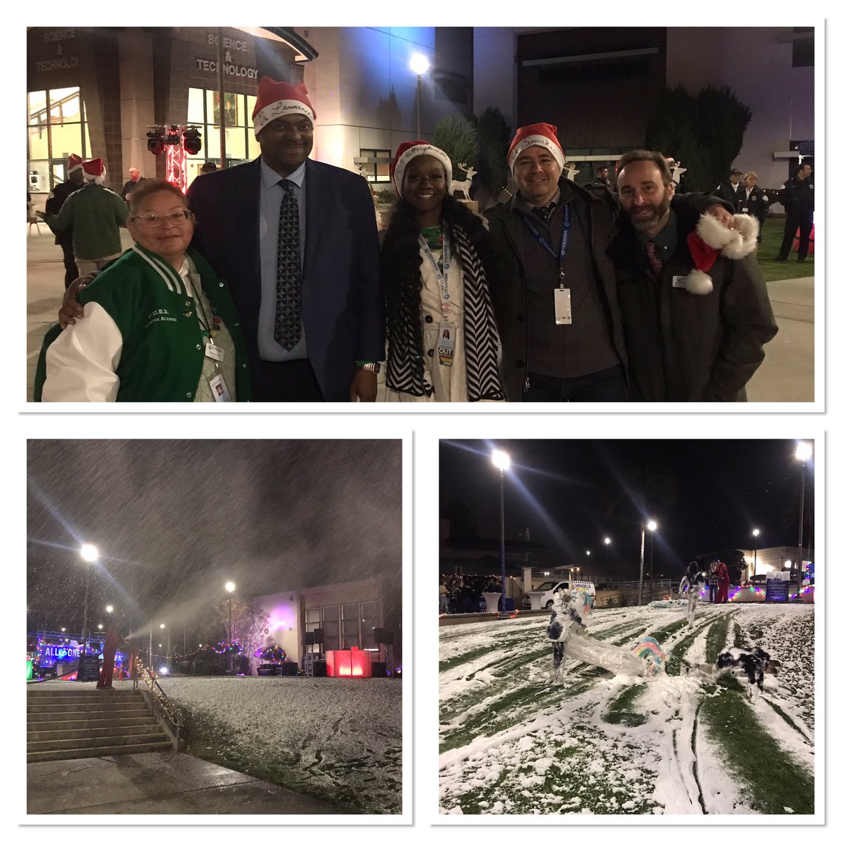 Snow is happening at Oceanside Hight tonight for our holiday event celebrating our OUSD families! @OsideSup @OsideUSD