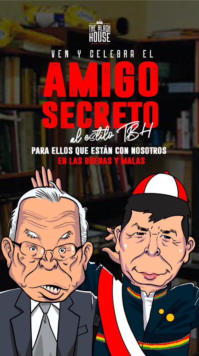 tbh_oficial's tweet photo. #urgente 
Trae a tu amigo secreto a #TBH de domingo a miércoles y llévate un welcome drink de cortesía por celebrar este importante evento con nosotros. 
#anibal #anibalypedro #PedroCastillo #DinaNoMeRepresenta #loultimo #enlima https://t.co/Gc2LUErWlw