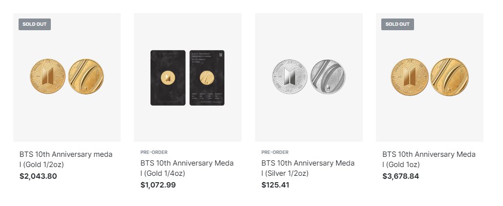 BaseLineWoo's tweet photo. Locked in at least this one...
And for those who SOLD OUT the almost $4k and $2k ones - can you please adopt me and send me pocket money... πππππππππππ
#BTSMERCHWARPARTICIPANT #BTSMERCHWARS #BTSMERCHCOLLECTOR #BTSAnniversaryMedal https://t.co/vE9mM8W6lp