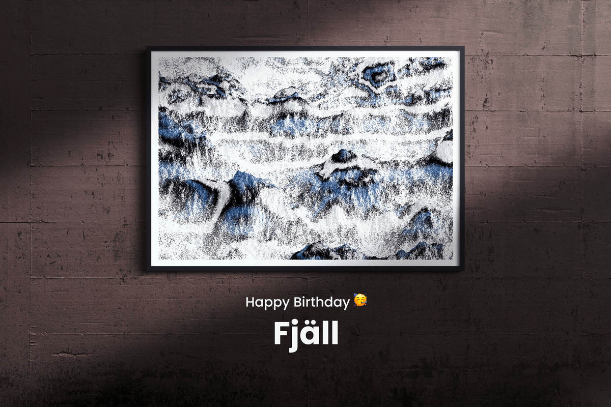 gen_dot_art's tweet photo. Today is the Birthday 🎂 of one of the most favourite community drops - a mesmerising Fjäll by @tengil_art 🏔

We wanted to reflect on this year, share some of our favourite moments and celebrate the collection!

Let's dive in! https://t.co/Mp9gMtkWmn