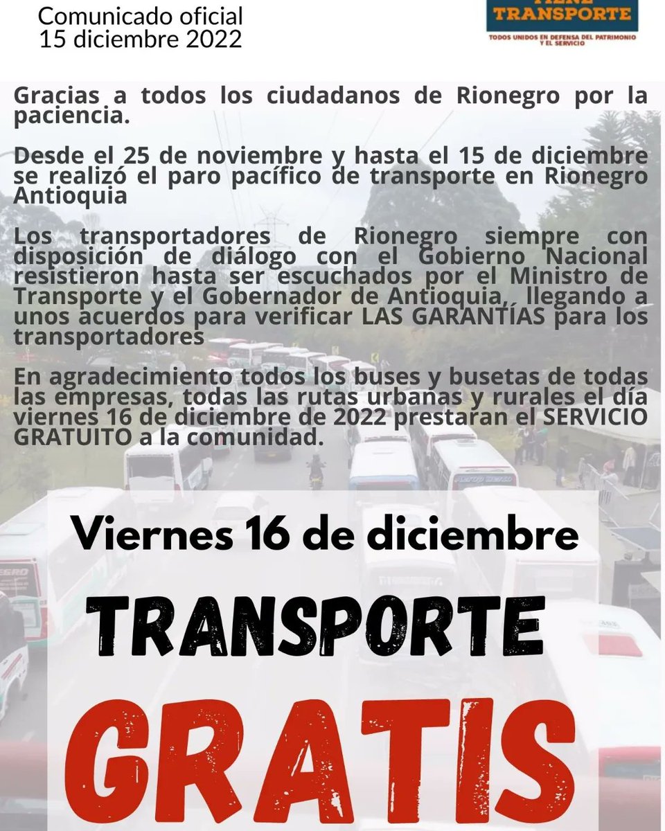 NoSitirio's tweet photo. #comunicadooficial 
Buscando GARANTÍAS con @MinTransporteCo @GobAntioquia los transportadores de #Rionegro levantan el #parodetransporte y siguen en diálogos. https://t.co/mCxiRUofWn