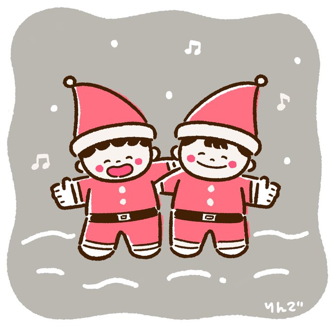 は〜やく こ〜いこいくりす〜ます〜#Christmas #イラスト#おかべりんごのキャラクター 