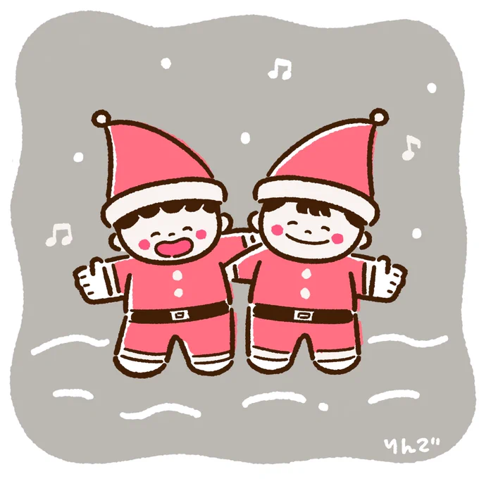 は〜やく こ〜いこいくりす〜ます〜#Christmas #イラスト#おかべりんごのキャラクター 