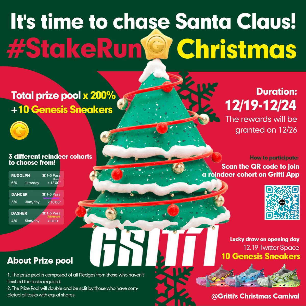 GrittiApp's tweet photo. 🔥Rewards, Time, Cohort requirements...Now we have all the information you need to know about #ChasingSantaClaus! 

Let's go on this journey with  Gritti!⛄️
⏳3 DAYS  |  12.19-12.24

#Christmas #Gritti #Web3 #SocialFitness https://t.co/SWyWZ06ngU