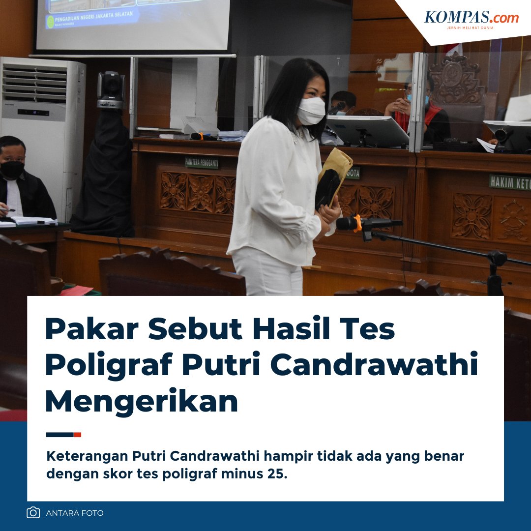 kompascom's tweet photo. Pakar Sebut Hasil Tes Poligraf Putri Candrawathi Mengerikan

Keterangan Putri Candrawathi hampir tidak ada yang benar dengan skor hasil tes minus 25.

Baca selengkapnya di sini: https://t.co/raLIxB5o2c https://t.co/74AEvtxHBD