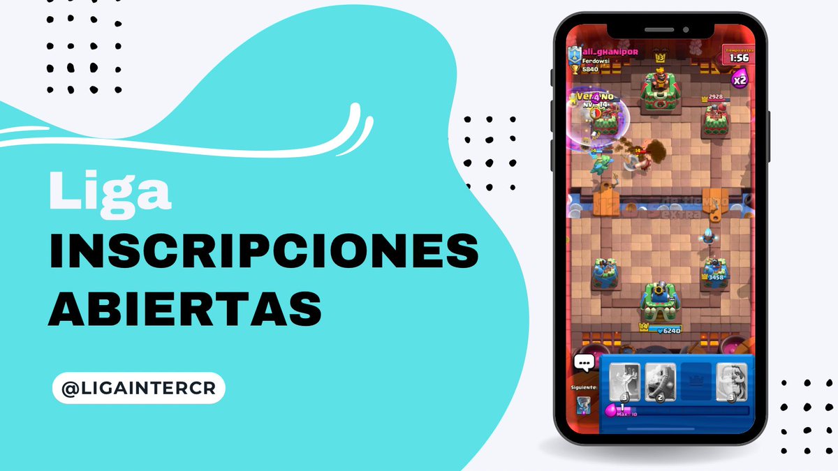 Liga Internacional (@_ligaintercr) on Twitter photo ⚠️ INSCRIPCIONES ABIERTAS ⚠️
Se inicia copa 🏆 de Clash Royale 16 equipos con un premio al primer lugar de 25DLS
Requisitos
-Seguirnos, RT y ❤️
-Pedir 15 RT’s
-Mencionar 2 cuentas
-Seriedad y tener Discord
Mandar MD 📩
#ClashRoyale <a href="/AyudaRT_GG/">AyudaRT_GG » CR</a> ⚠️ INSCRIPCIONES ABIERTAS ⚠️
Se inicia copa 🏆 de Clash Royale 16 equipos con un premio al primer lugar de 25DLS
Requisitos
-Seguirnos, RT y ❤️
-Pedir 15 RT’s
-Mencionar 2 cuentas
-Seriedad y tener Discord
Mandar MD 📩
#ClashRoyale <a href="/AyudaRT_GG/">AyudaRT_GG » CR</a>