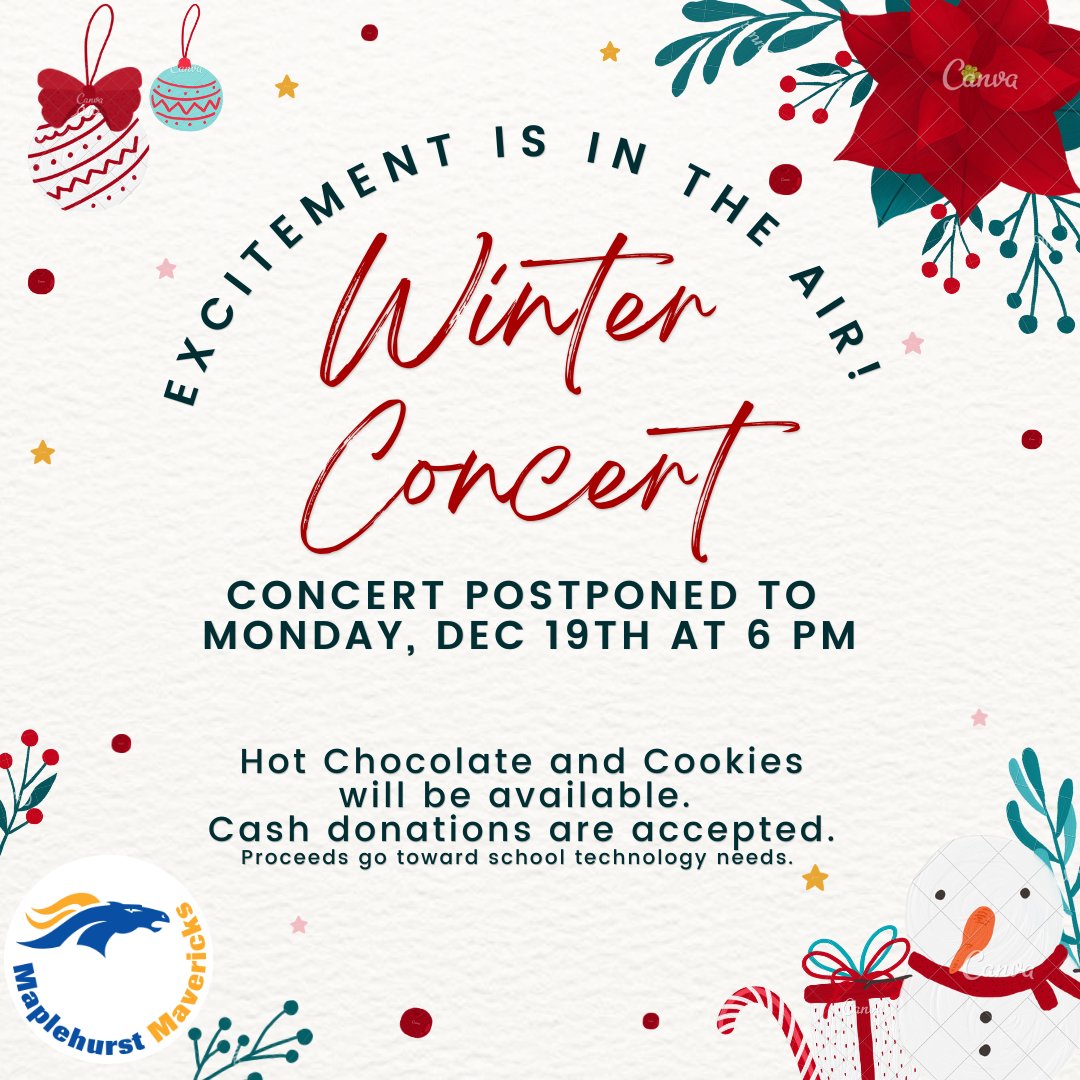 Update about the Winter Concert <a href="/MaplehurstPS/">MaplehurstPS</a>: