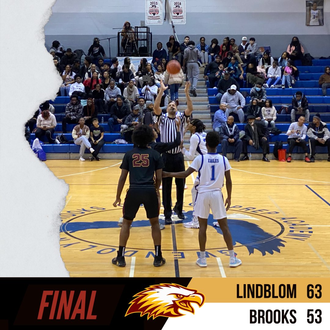 𝐖𝐄 𝐒𝐖𝐎𝐎𝐏 🦅 The 🔴🟡 Eagles (8-4, 3-2) never trailed and played great team ball for a 63-53 W over Brooks. Je’Shawn Stevenson (Jr): 26p/4r/2s Hasan Johnson (So): 14p/6r/2s Kolby Capers (Jr): 10p/3s Quentin McCoy (Jr): 6p/8r/6a/3s Agsan Branch (Jr): 10r/6b #BlomBoys