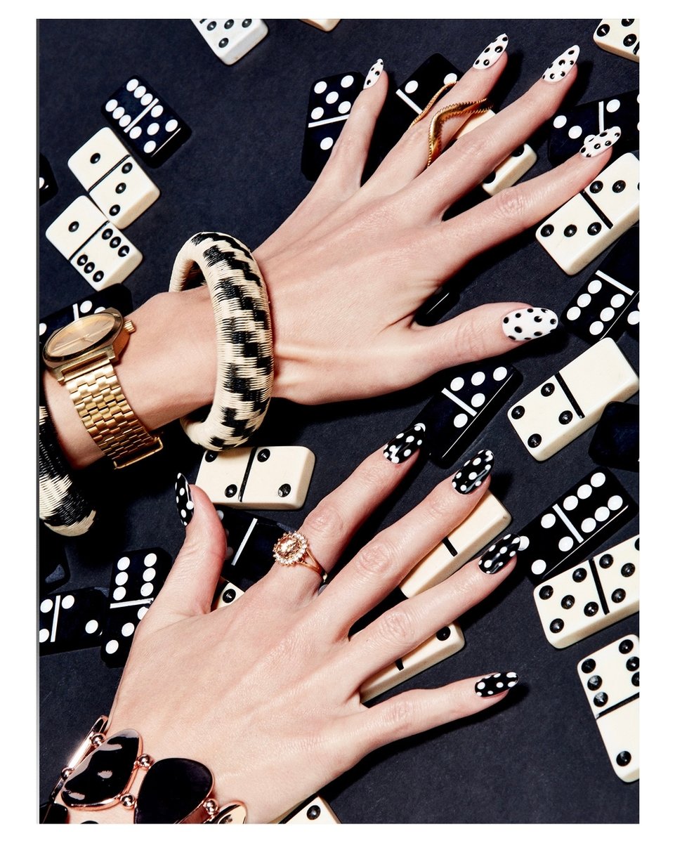 Domino hands 🖤🤍 @sydneyroper nails by @beautyundone styling @ofthemomnt props @samjaspersohnstudio #dominos #rolex #beauty #nailsoftheday #nailtech #nails #nailtech #nails #nailsofinstagram #nailart #nailsonfleek #nailsoftheday ##nailinspo #nailporn #instanails #nailaddi