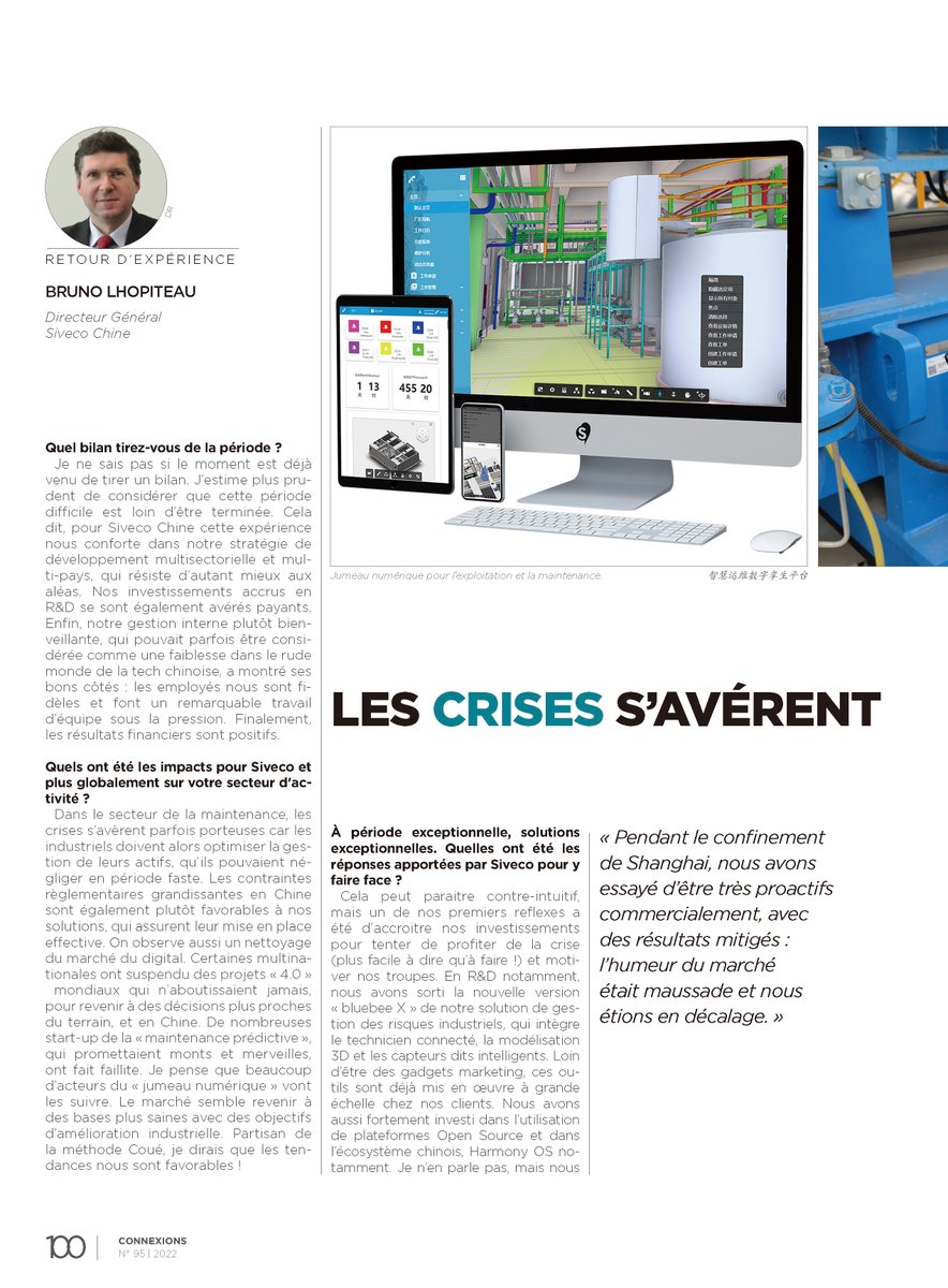 SivecoAsia's tweet photo. Siveco China's Managing Director Bruno Lhopiteau was interviewed for the 95th edition of Connexions, the quarterly magazine of CCI FRANCE CHINE. https://t.co/OR37uoZ6Le https://t.co/sL5N2cim7t