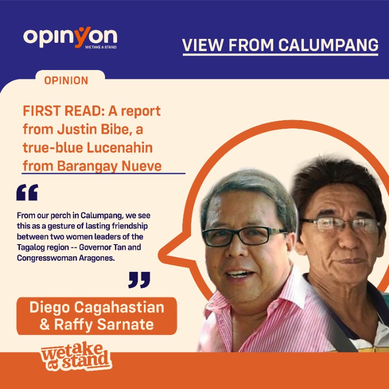 OpinYonNews's tweet photo. FIRST READ: A report from Justin Bibe, a true-blue Lucenahin from Barangay Nueve
By Raffy Sarnate & Diego Cagahastian
Read more
https://t.co/nhmVVIMheQ
#FirstRead #JustinBibe #TrueBlue #Lucenahin #BarangayNueve #View #Calumpag #ViewFromCalumpang #Column https://t.co/eH7yOesX0h