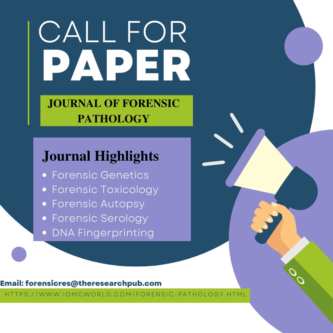 Take your Research Beyond the Journal Article.
Increase the readership of your article with the Journal of Forensic Pathology.
Submission Open for Volume 7 Issue 6
longdom.org/submissions/fo…
Email: forensicres@theresearchpub.com