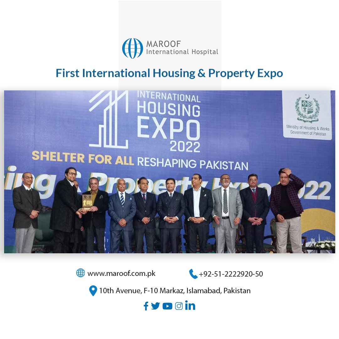 MaroofInt's tweet photo. Maroof Int'l Hospital is proud to be the one & only Healthcare Partner of the Ministry of Housing & Works and Islamabad Chamber of Commerce & Industry; in organizing the First International Housing and Property Expo 2022.
#maroof #HealthyPakistan #healthy #emergency #expo https://t.co/wTbKBwGSVW