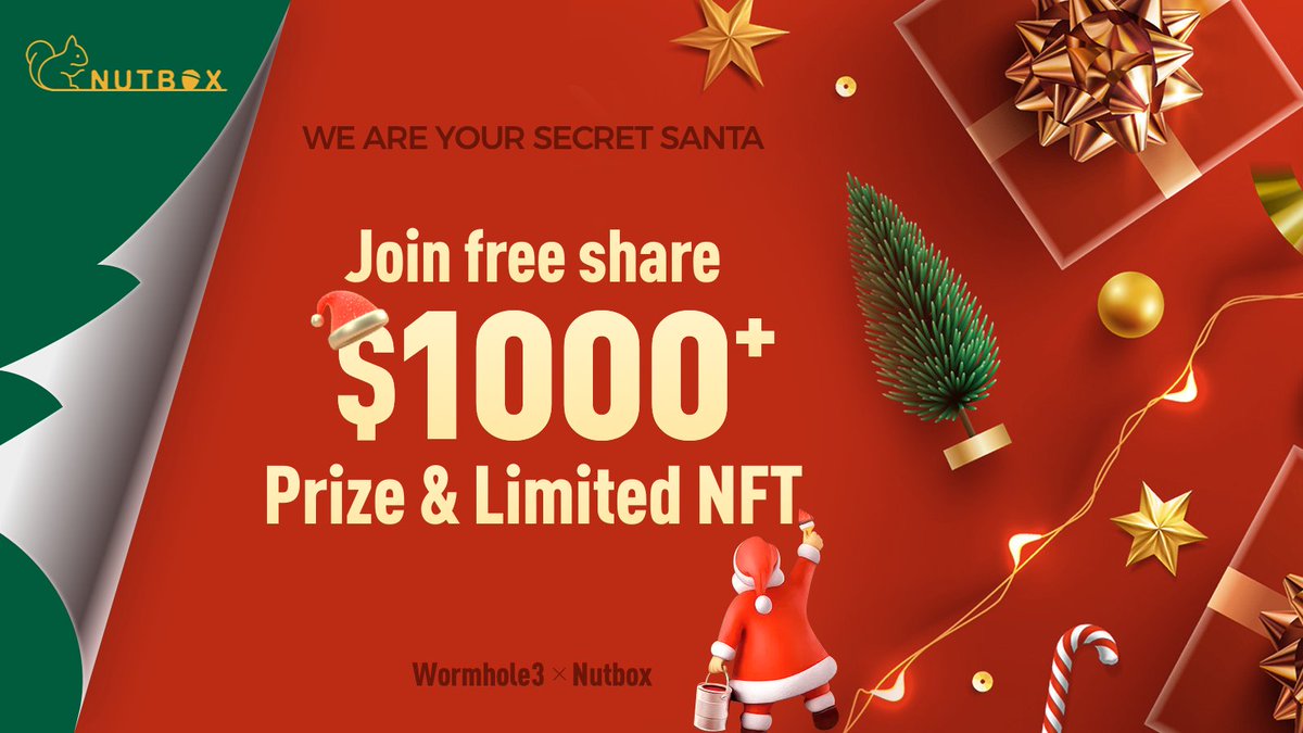 🎅 @NutboxDao X @wormhole_3 Join this curation to lighten up your Christmas tree here 👇🎄 alpha.wormhole3.io/#/christmas 🎁Curation Rewards 🎁USDT mystery box 🎁Limited Christmas NFT Rules： 1. Follow @NutboxDao & @wormhole_3 2. Quote with #iweb3 #secretsanta