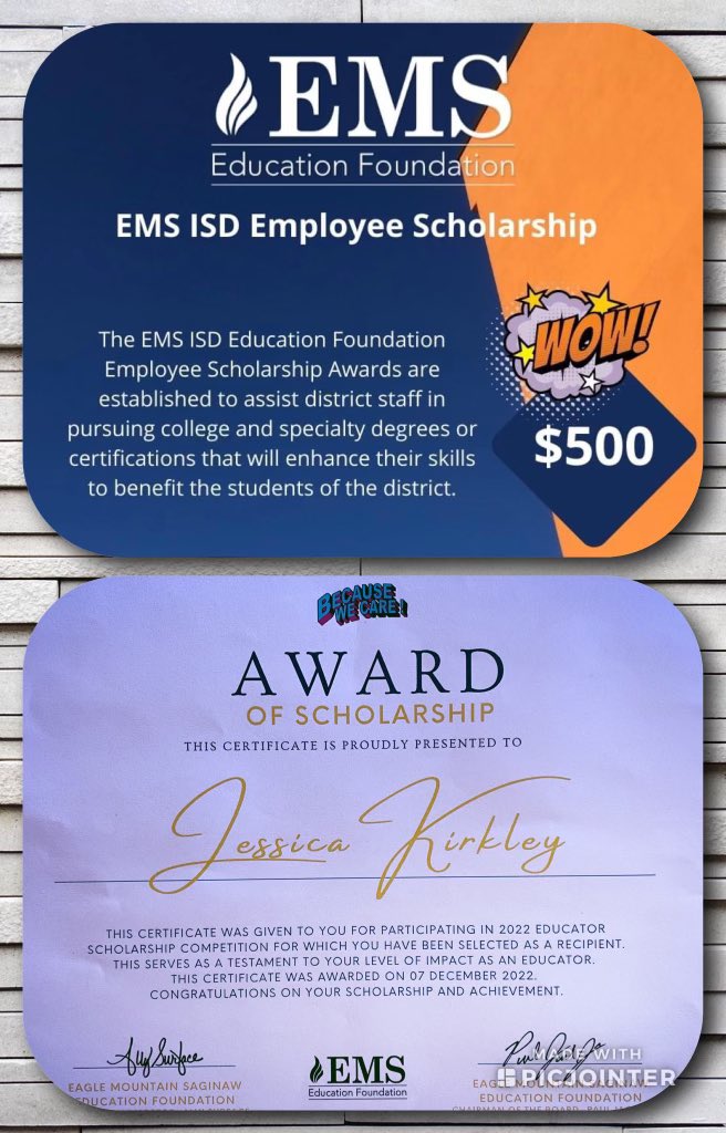 Congratulations to Ms. Kirkley, an LCE 4th grade teacher. She is a recipient of the EMS Ed Foundation Employee Scholarship! Kirkley, “I am excited to continue my education as a graduate student @ UTA. Thank you to the Foundation Review Board &amp; the LCES staff for your support!”