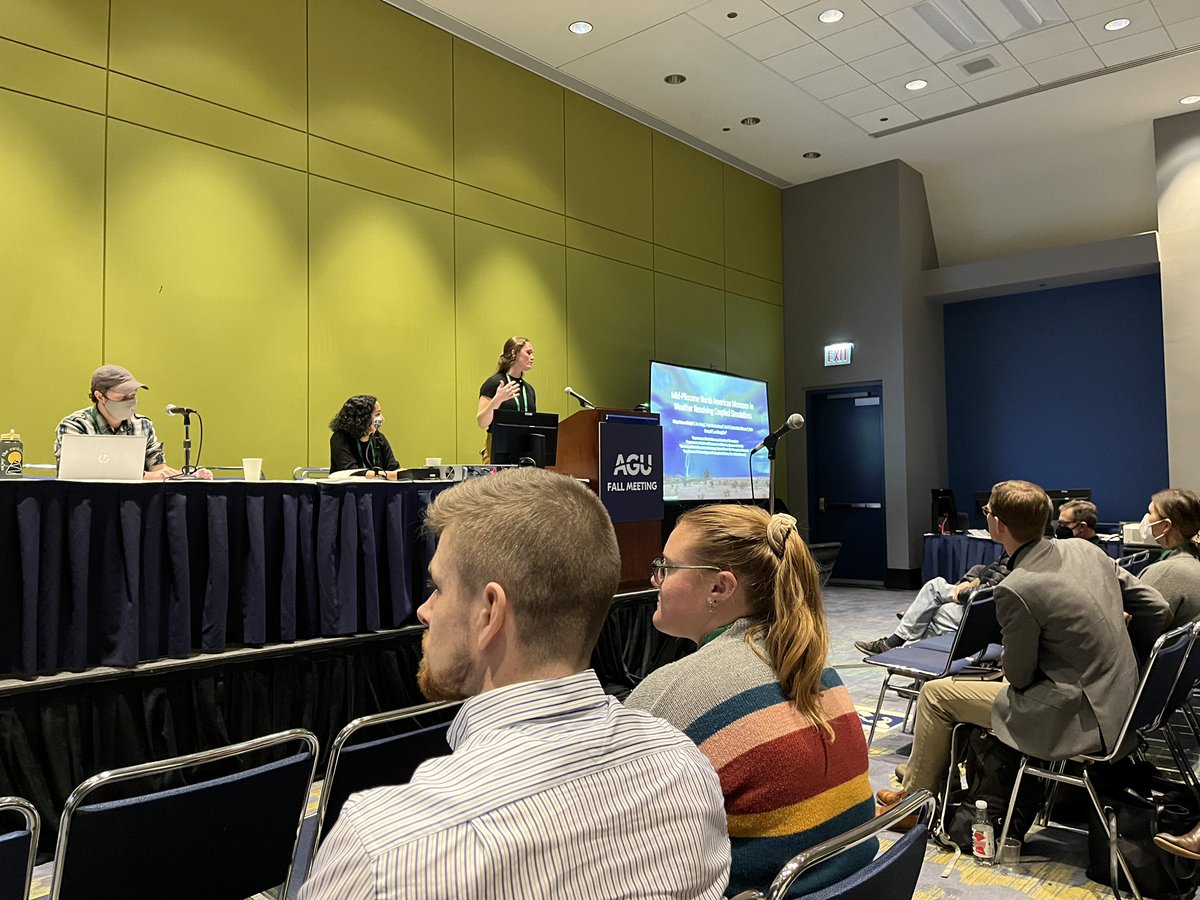 UConn_C3_Lab's tweet photo. The C3 lab wrapped up #AGU22 with a talk by @MG_Albright on the Pliocene North American Monsoon, a poster by @hamida_ngoma on the Miocene South American Monsoon, and a poster by Taylor Deneau on a Pliocene climate emulator. Excited to see everyone’s research come together! https://t.co/DPOVljYPuP