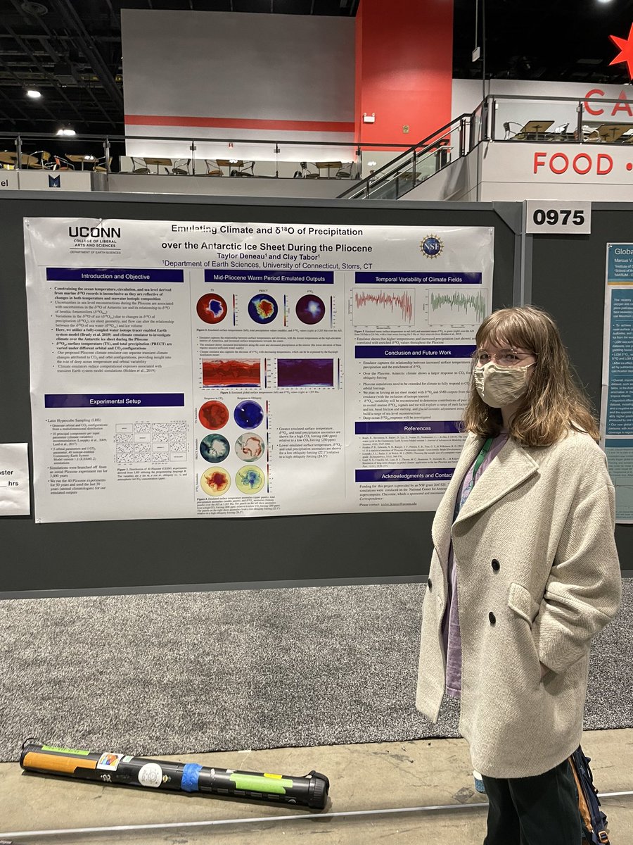 UConn_C3_Lab's tweet photo. The C3 lab wrapped up #AGU22 with a talk by @MG_Albright on the Pliocene North American Monsoon, a poster by @hamida_ngoma on the Miocene South American Monsoon, and a poster by Taylor Deneau on a Pliocene climate emulator. Excited to see everyone’s research come together! https://t.co/DPOVljYPuP