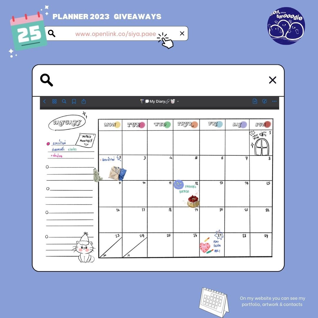 Mooodie_Art's tweet photo. 📓PLANNER 2023🗯⚾️
giveaway pls RT&amp;LIKE before uses.
Do not use for commission.

* แจกแพลนเนอร์สำหรับปี 2023 ค้าบบ *
ฝาก รีทวิต/ไลค์ด้วยนะงับ

❌ไม่นำไปใช้เชิงพาณิชย์น้าา❌
#แจกpng #แจก #แจกไฟล์png #Giveaway #planner2023 #แจกแพลนเนอร์ #planner #ของดีบอกต่อ #แพลนเนอร์ https://t.co/jQtT0gbDFP