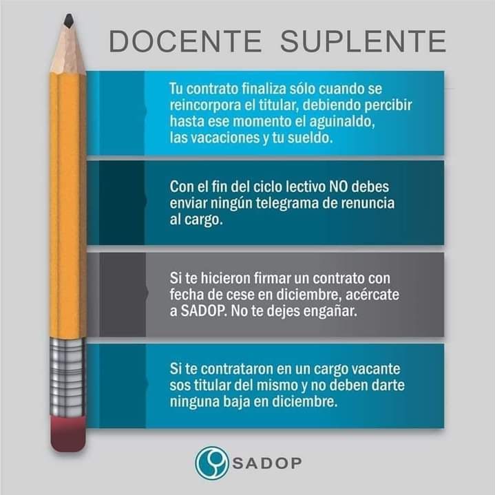 sadopbahia's tweet photo. ⚠ ATENCIÓN SUPLENTES ⚠
Se acerca el fin del ciclo lectivo y hay cosas que debes saber.
Hace valer tus derechos.
SUMATE AL SADOP ⬇
https://t.co/OvzH6YTG5p https://t.co/L23mWyGPi9