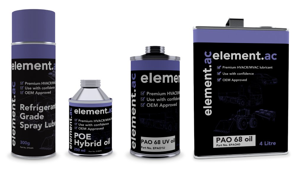 element.ac is a complete range of premium HVAC&amp;R lubricants that offer reliable, precision performance. The element.ac range replaces multiple oil brands with one easy to handle solution, so that you can use with confidence.

Check out the full range her
