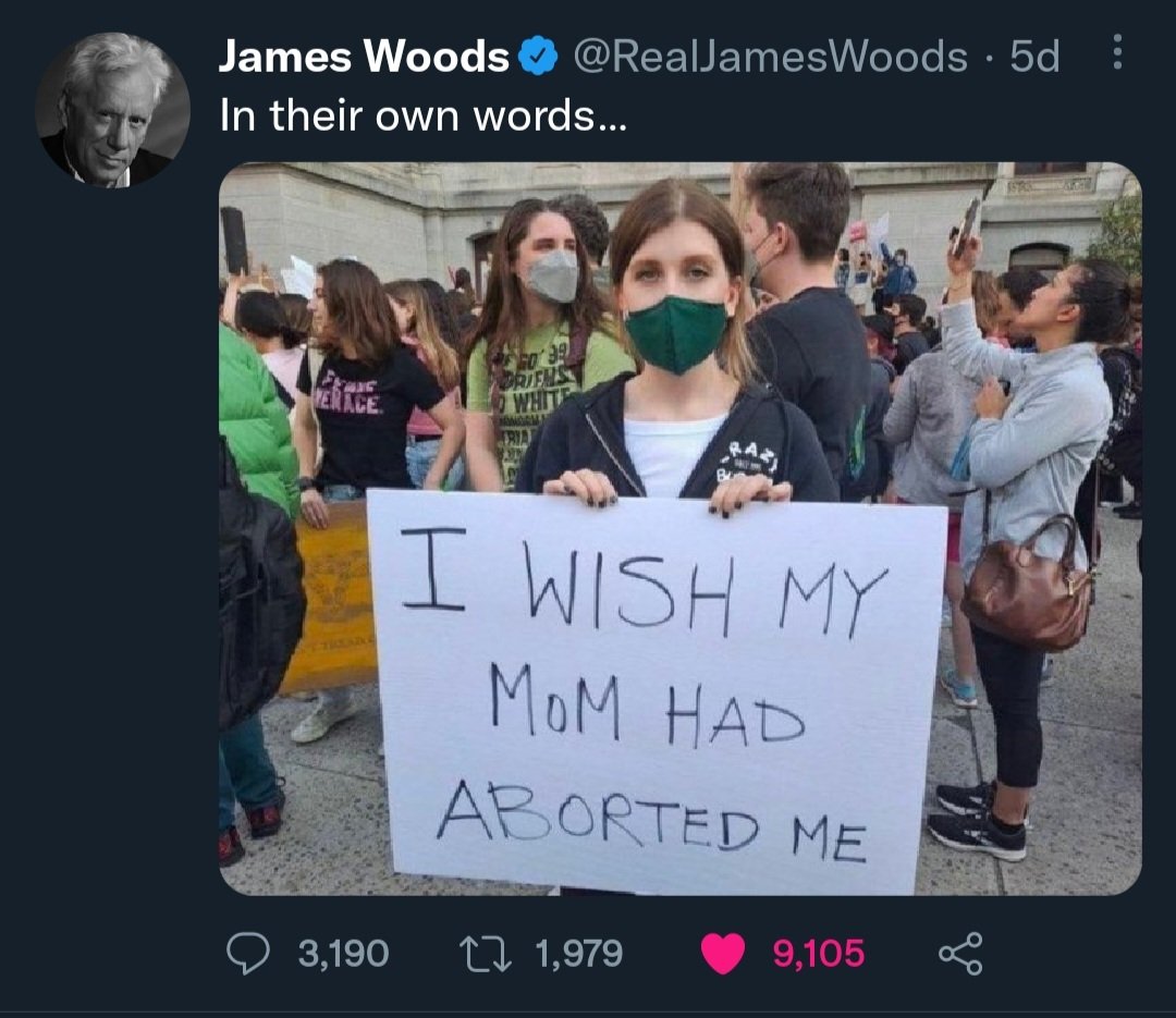 anythoughts2's tweet image. For some reason this @RealJamesWoods tweet was deleted, so here it is again so you can see the stupidity that exists. #ProLife #prochoice
