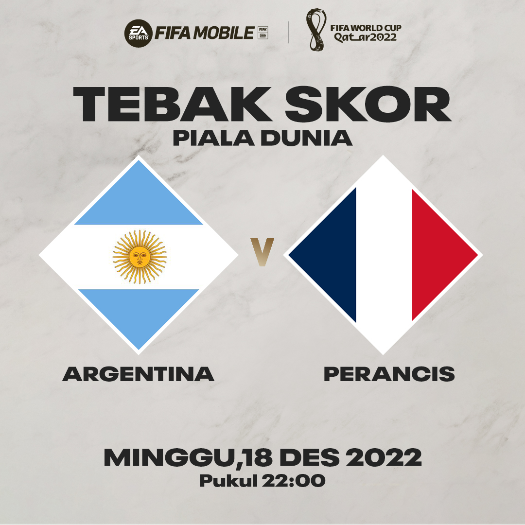 InfosuporterID's tweet photo. Yuk tebak skor Argentina vs Prancis

Syaratnya masih sama 

1. Retweet Postingan ini
2. Jawaban wajib pakai hashtag #FIFAMobileIndonesia 
3. Hadiah total 50rb untuk 2 pemenang.
4. Kuis ditutup pas Kick Off  
5. Tebak Skor untuk 90 menit

Semoga beruntung https://t.co/3xnP3xvc3t