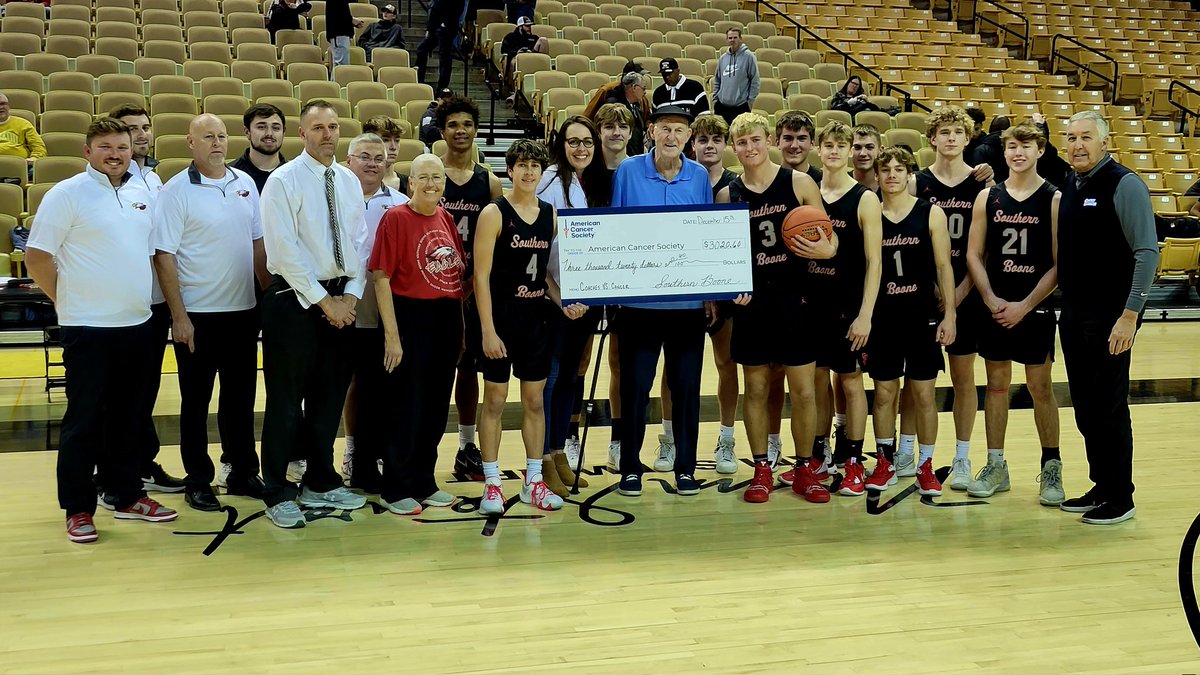 SoBoCoAthletics's tweet photo. The Southern Boone Boys Basketball team raised over $3,000 for Coaches vs Cancer during a free throw challenge last weekend. https://t.co/OtmDNkqQOX